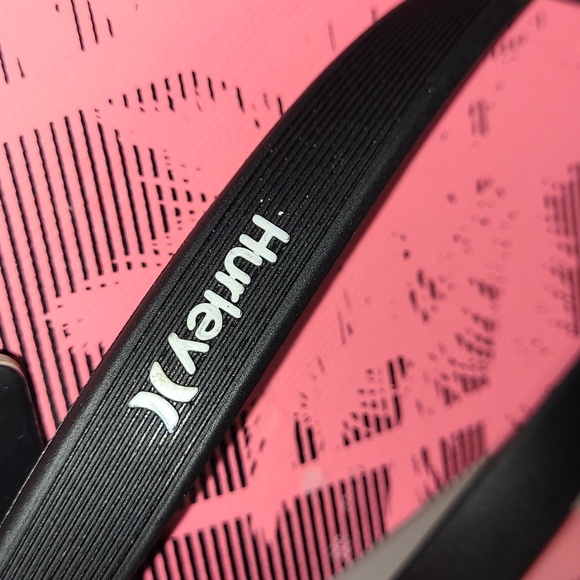 Hurley Mens Palm Trees Print Beach Pool Sandals Thongs Size 12 Pink / Black - Picture 5 of 9